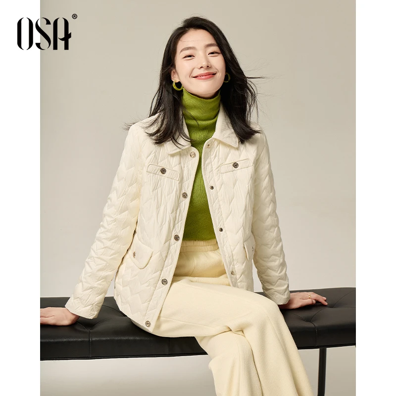 【OAS/欧莎】复古菱格羽绒服冬季女复古保暖小个子外套S124D20010