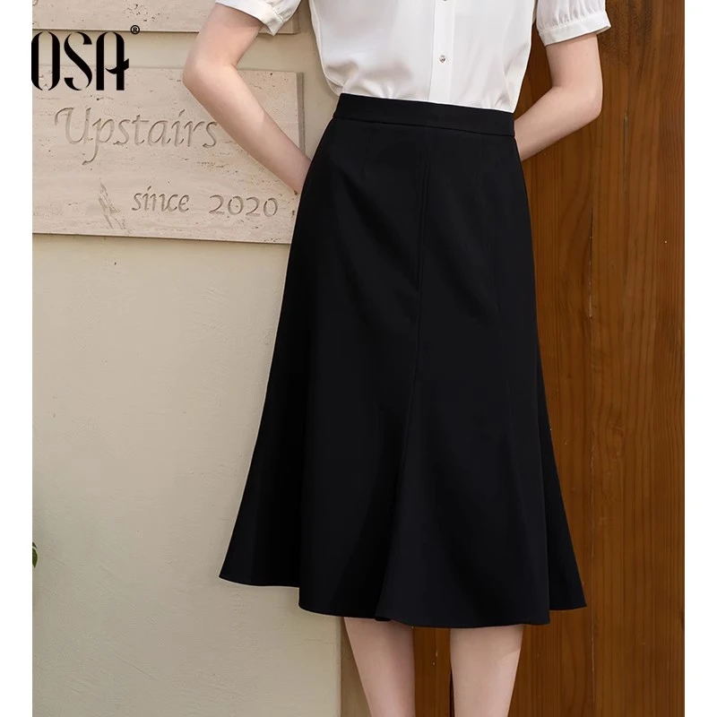 【OSA/欧莎】法式高腰白色a字半身裙S123B51022