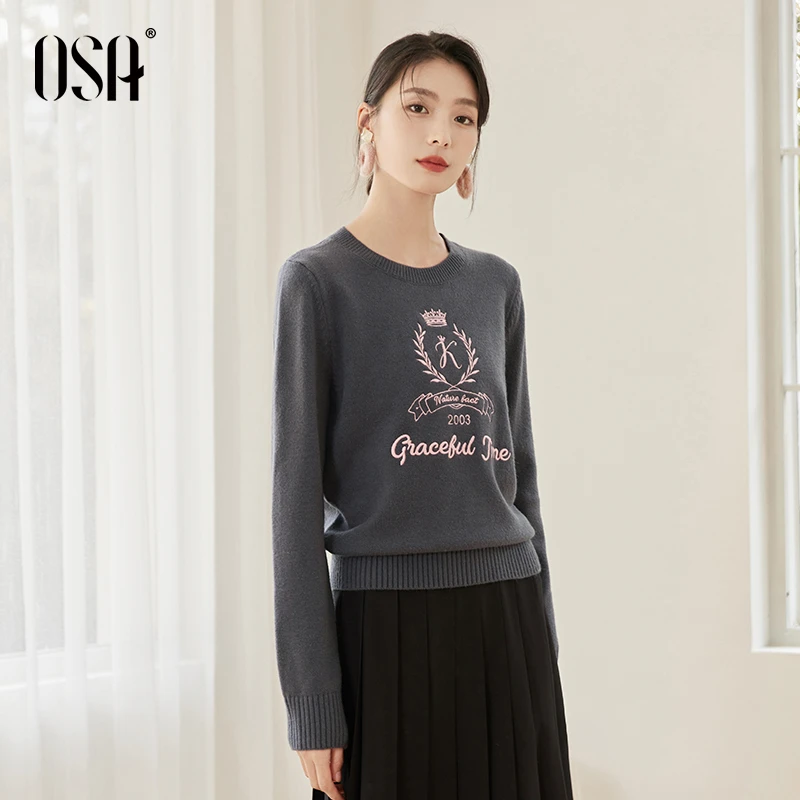 【OAS/欧莎】学院风圆领毛针织衫女秋冬内搭洋气短上衣S124D16065