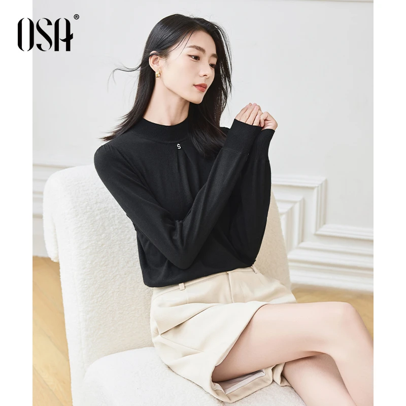 【OSA/欧莎】法式灯笼袖小立领毛针织衫女高级设计感上衣S124D16023