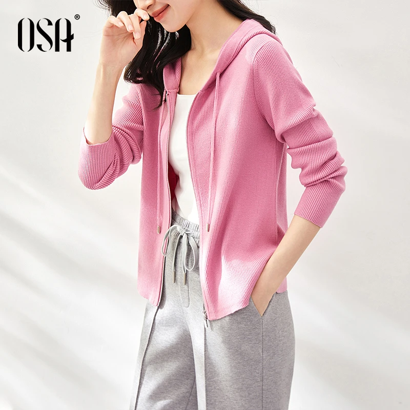 【OSA/欧莎】甜酷少女感拉链长袖针织衫开衫毛衣外套女S123A16054