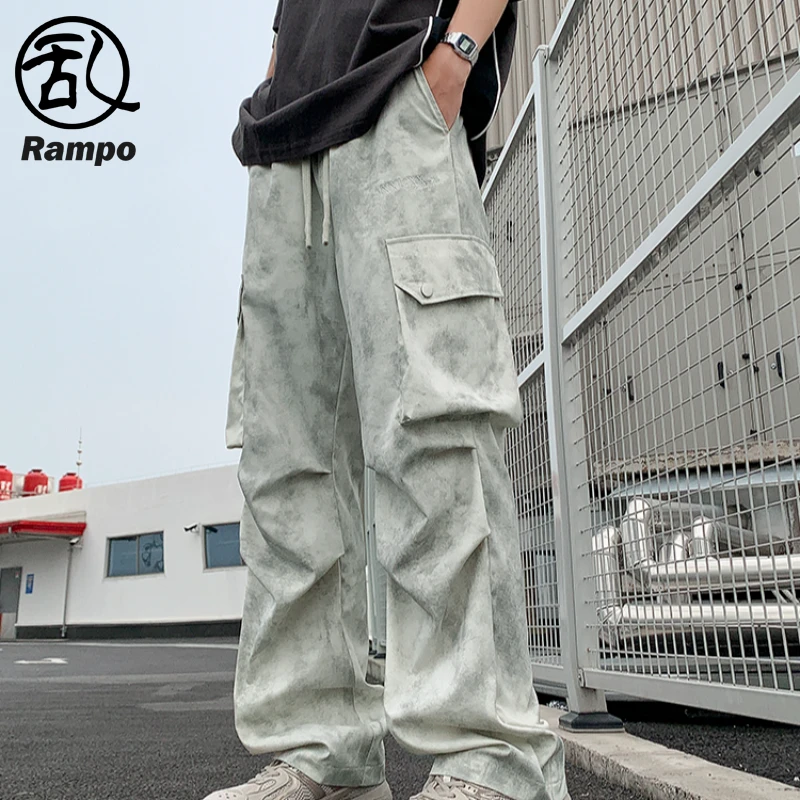 潮流男夏季多口袋户外伞兵裤美式高街复古直筒痞帅长裤宽松男长裤
