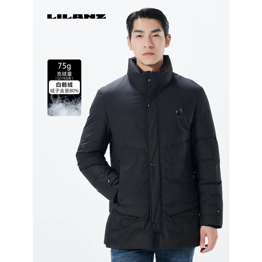 利郎高端羽绒长款时尚户外风衣中长款立领冬季白鹅绒 23DRF953