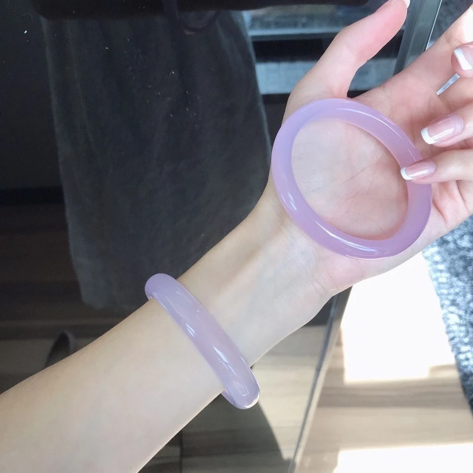 天然玛瑙玉髓手镯粉红玛瑙玉髓女款手镯玛瑙镯子