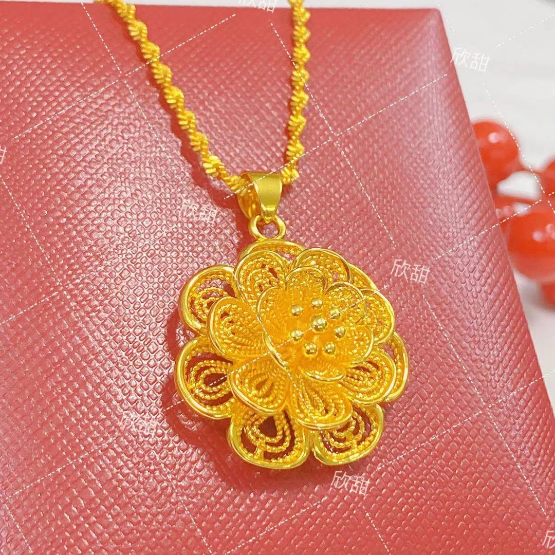 铜合金项链 早春搭配太阳花山茶花复古女士项链百搭毛衣链0207