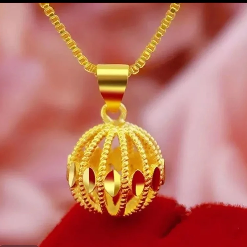 铜合金项链 秋冬新款玲珑圆球款项链加盒子链一套0072