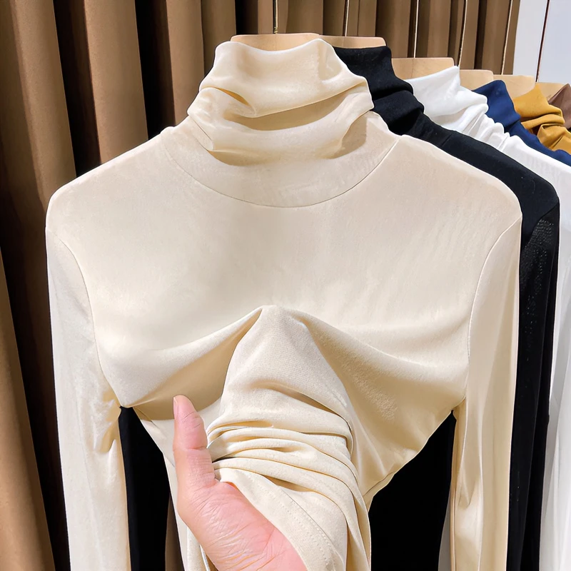 春秋高领网纱打底衫女内搭2025新款弹力紧身薄款洋气打底衫女内搭