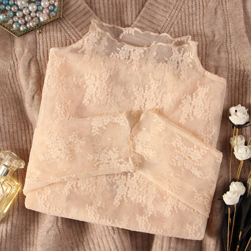 高端性感蕾丝打底衫女春秋2025新款洋气时尚内搭小衫打底衫女内搭