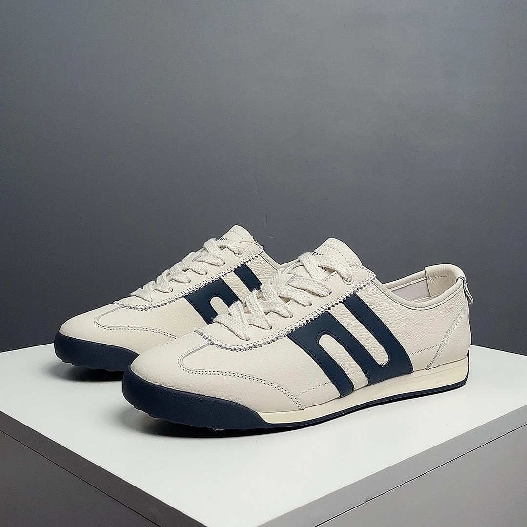 德训鞋男款2024新款真皮休闲鞋男士潮流百搭软底系带鞋子男阿甘鞋