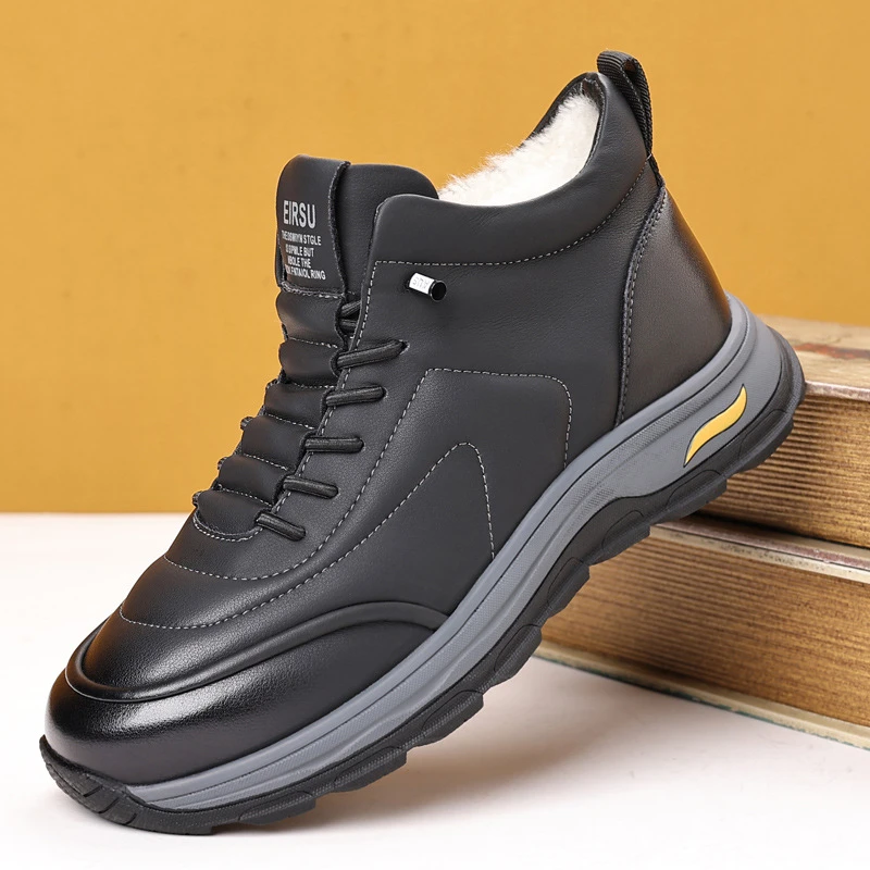 法莎尼亚冬季新款加绒加厚休闲运动保暖男鞋高帮东北户外棉鞋防滑