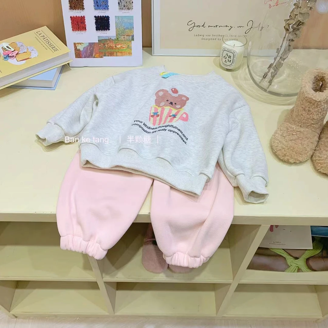 现货 儿童卡通幼稚园套装2024秋冬新款韩版童装女童洋气卫衣卫裤