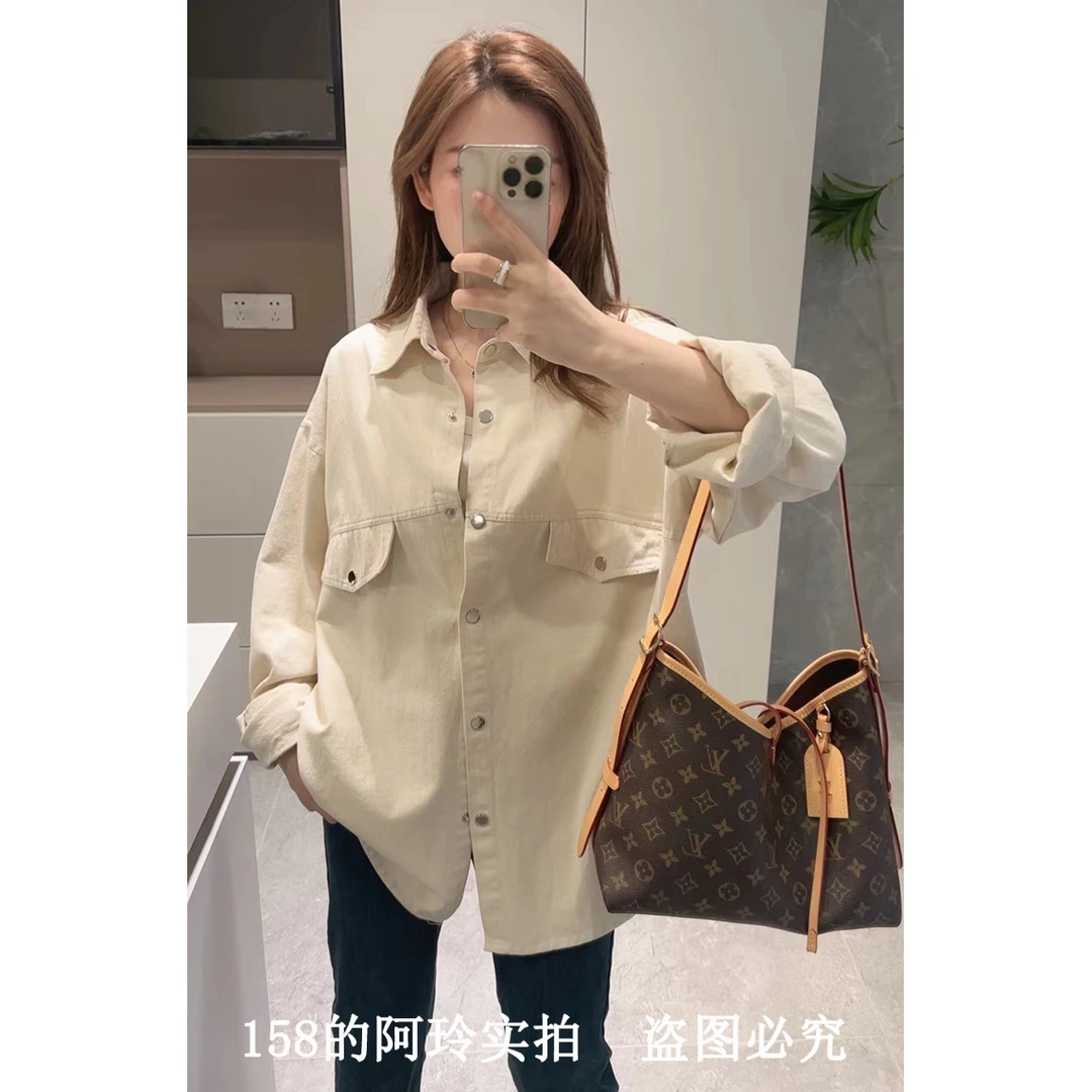 2024春季新款大版型男友风oversize慵懒风宽松休闲长袖衬衫女