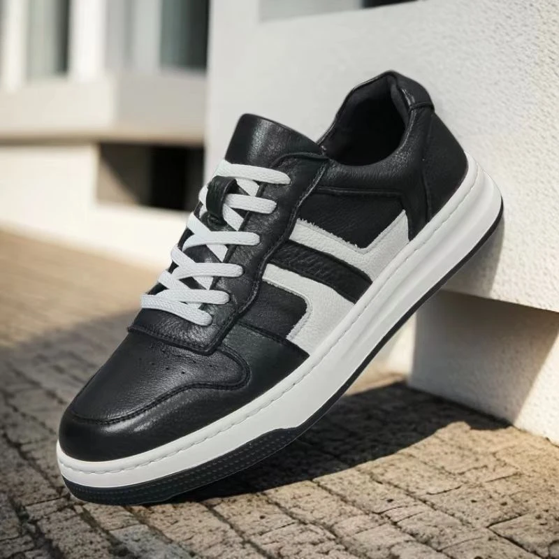 男士板鞋2024年秋季新款真皮小白鞋透气百搭运动潮鞋低帮休闲鞋