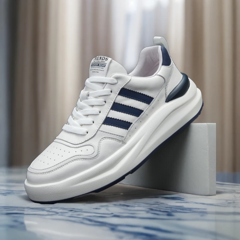 头层牛皮经典运动板鞋男士时尚百搭男鞋潮鞋厚底秋季新款运动鞋