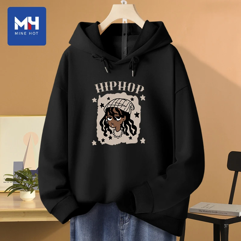 唐狮集团MH卫衣女潮流美式街头秋季新款黑色百搭女款宽松连帽上衣