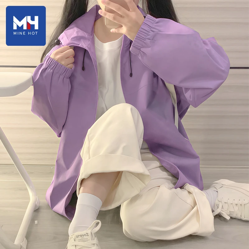 唐狮集团MH风衣外套女休闲紫色洋气百搭女款新款山系防风冲锋衣