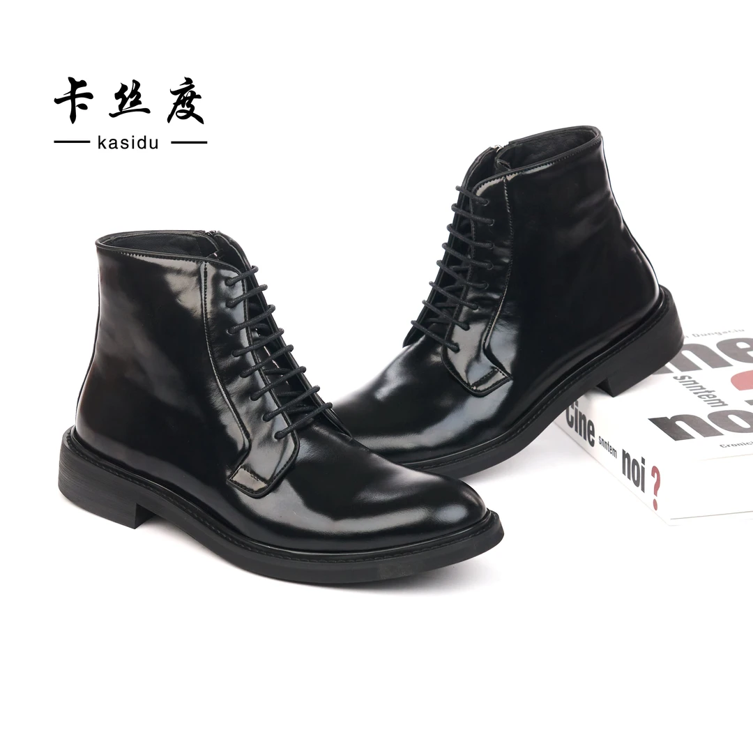 2025新款男士侧拉链高邦男鞋商务休闲潮流舒适高邦系带切尔西