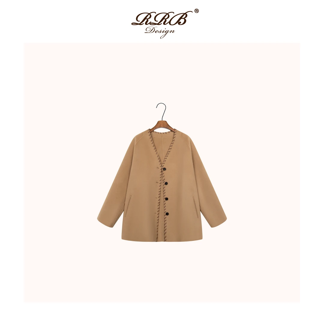 RRB Design 「巴塞罗那」进口羊毛山羊绒气质宽松百搭精裁外套