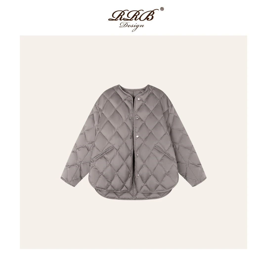 RRB Design「型趣兼备」休闲百搭菱形格新国标90%白鹅绒羽绒服外