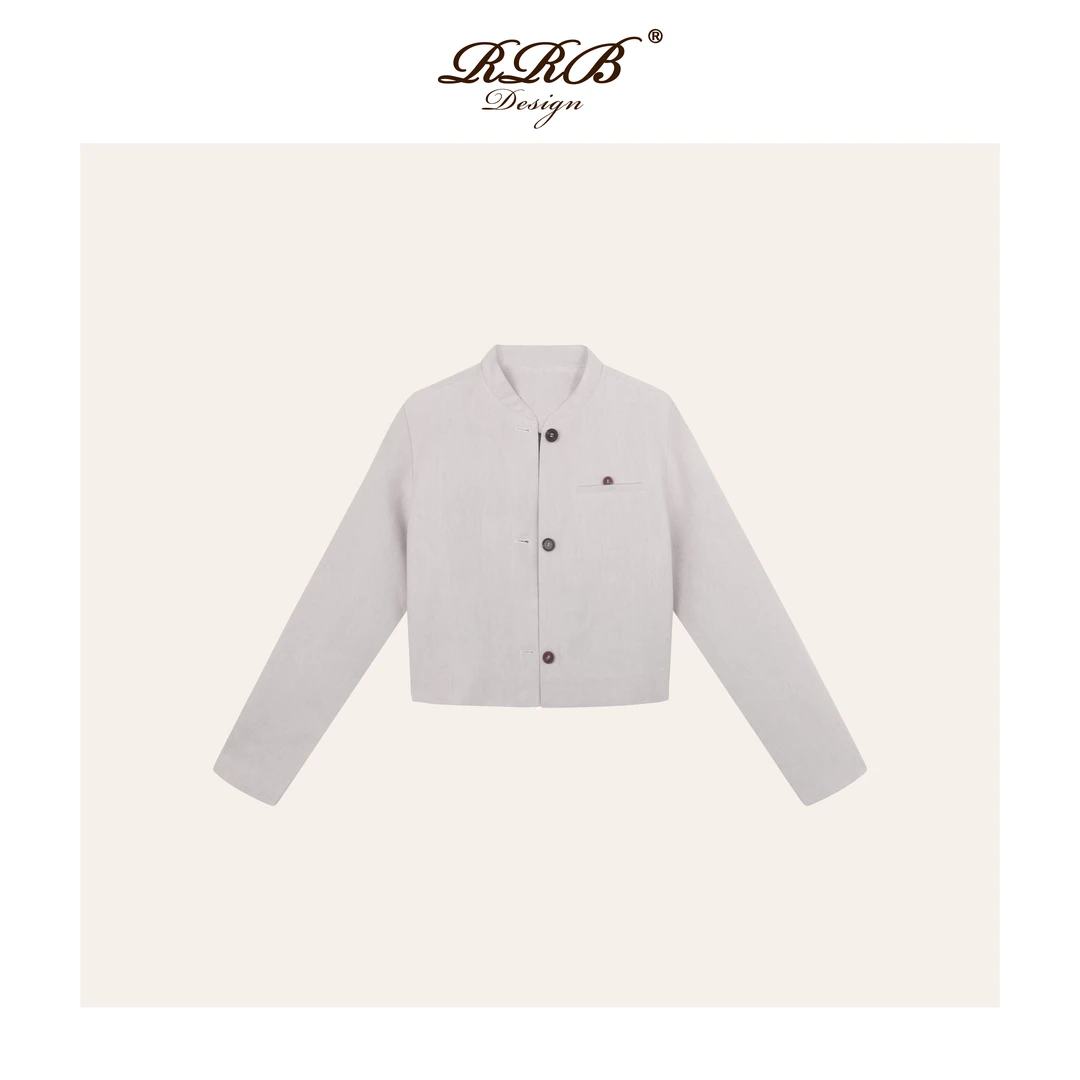 RRB Design「自我轮廓」休闲静奢风亚麻棉立领夹克外套