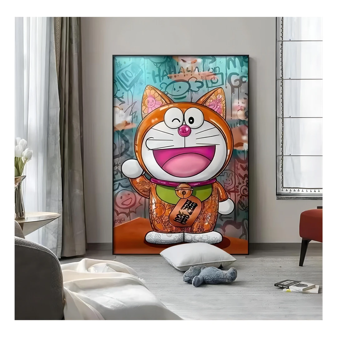 哆啦A梦机器猫沙发背景玄关动漫卧室电竞房装饰画30*40 pvc