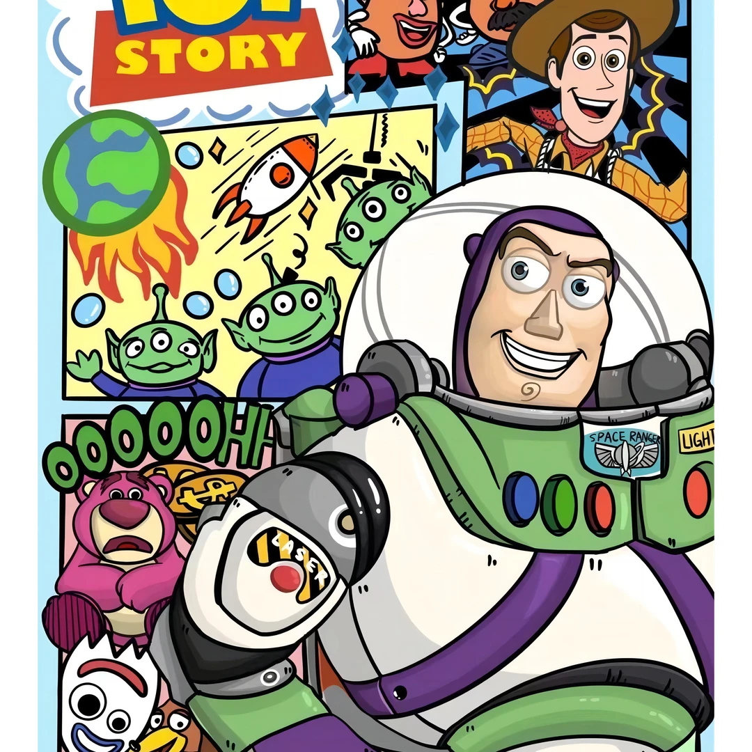 《玩具总动会》挂画巴斯光年动漫装饰画儿童房卡通壁画40*60