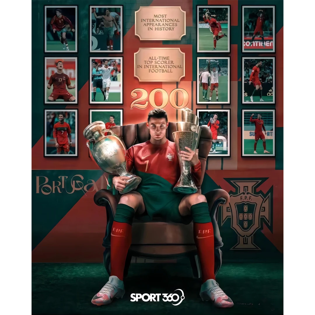 《C罗》200球纪念足球动漫装饰画儿童房卡通壁画40*60