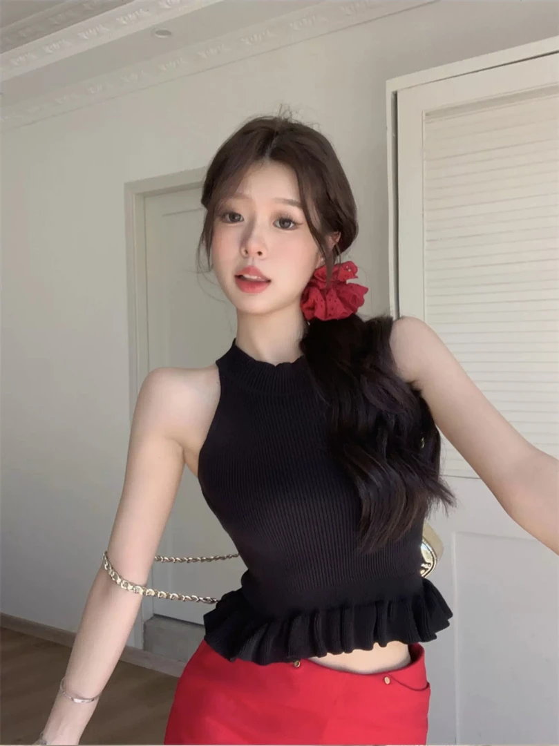 【201-399】辣妹短款露脐上衣纯欲修身高腰性感女装