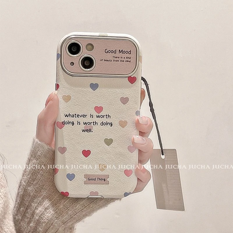 彩色爱心适用苹果16pro手机壳高颜值新款iphone15plus小众14外壳