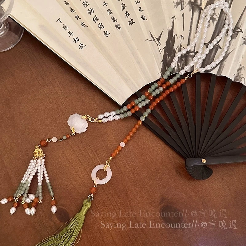 铜合金项链 项链女新中式汉服古风背云流苏璎珞马面裙旗袍配饰品