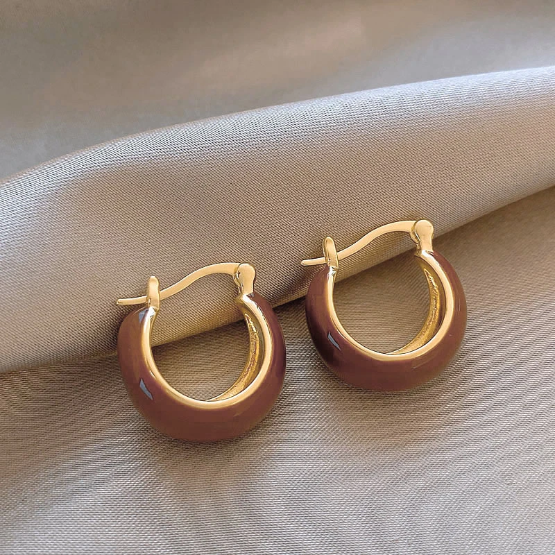 铜合金耳饰 美拉德复古耳扣2023新款爆款秋冬耳环小众轻奢高级感