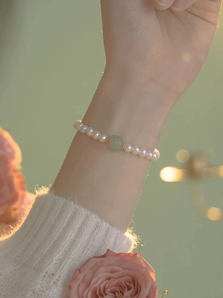 非金属仿珍珠手链 仿珍珠手链女转运珠手串新中式小众送女友礼物