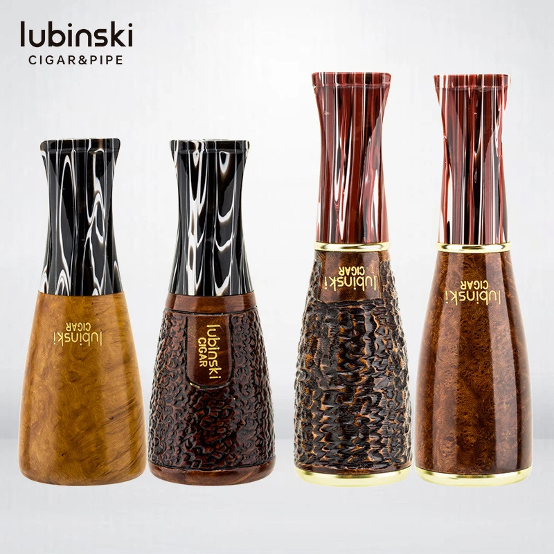 LUBINSKI4口径雪茄烟嘴过滤器石楠木便携式可清洗循环型专用咬咀
