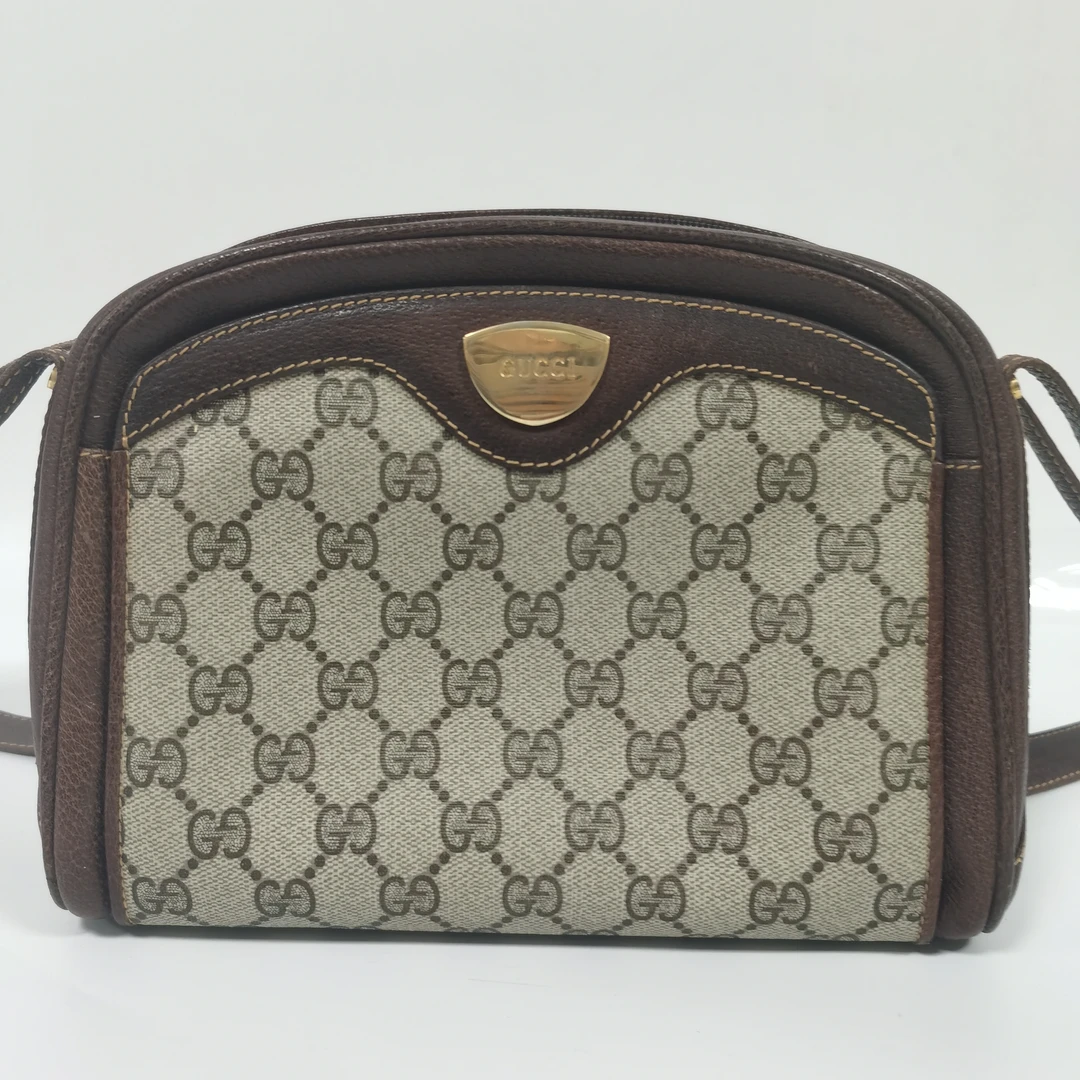 95新  95新 GUCCI/古驰 古驰 小号老花拼焦糖色斜挎包 17035