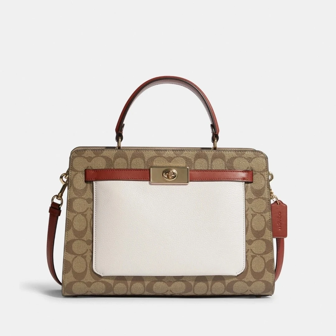 99新 COACH/蔻驰 蔻驰/老花白皮kelly单肩包/30007/姐妹花