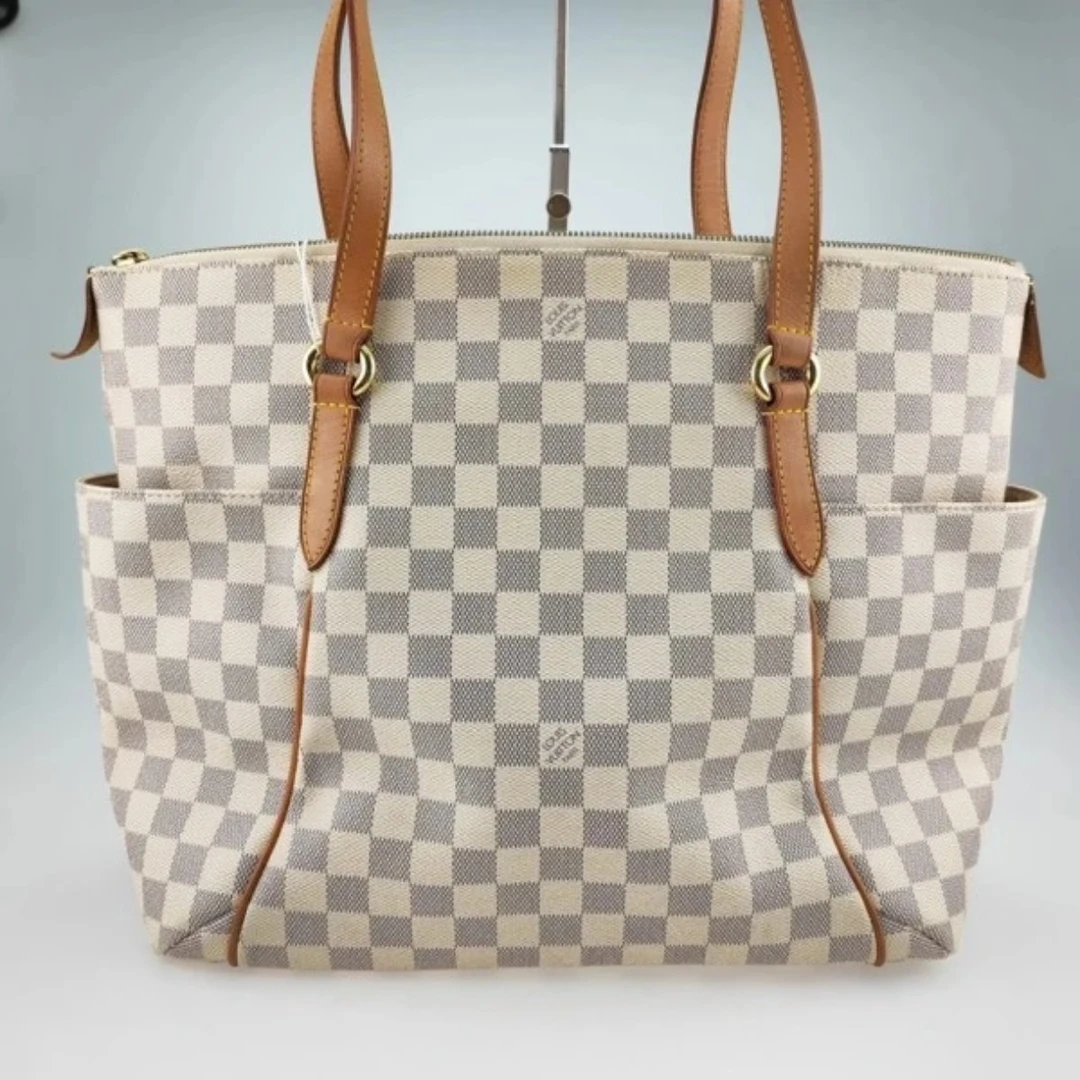 95新 LouisVuitton/路易威登 lv/奶白棋盘格/22012/姐妹花