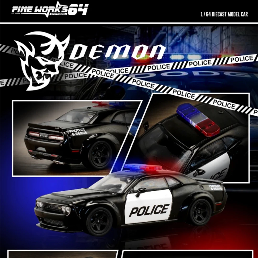 道奇地狱猫 挑战者黑色Fine Works 1:64限量版赠轮毂合金汽车模型