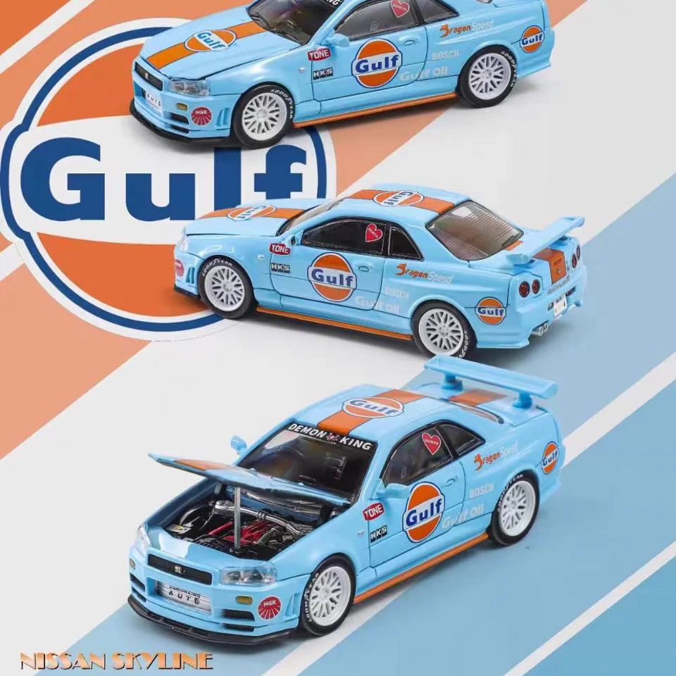 车魔王海湾r34 1:64 合金模型天际线GT-R R34 Z-Tune