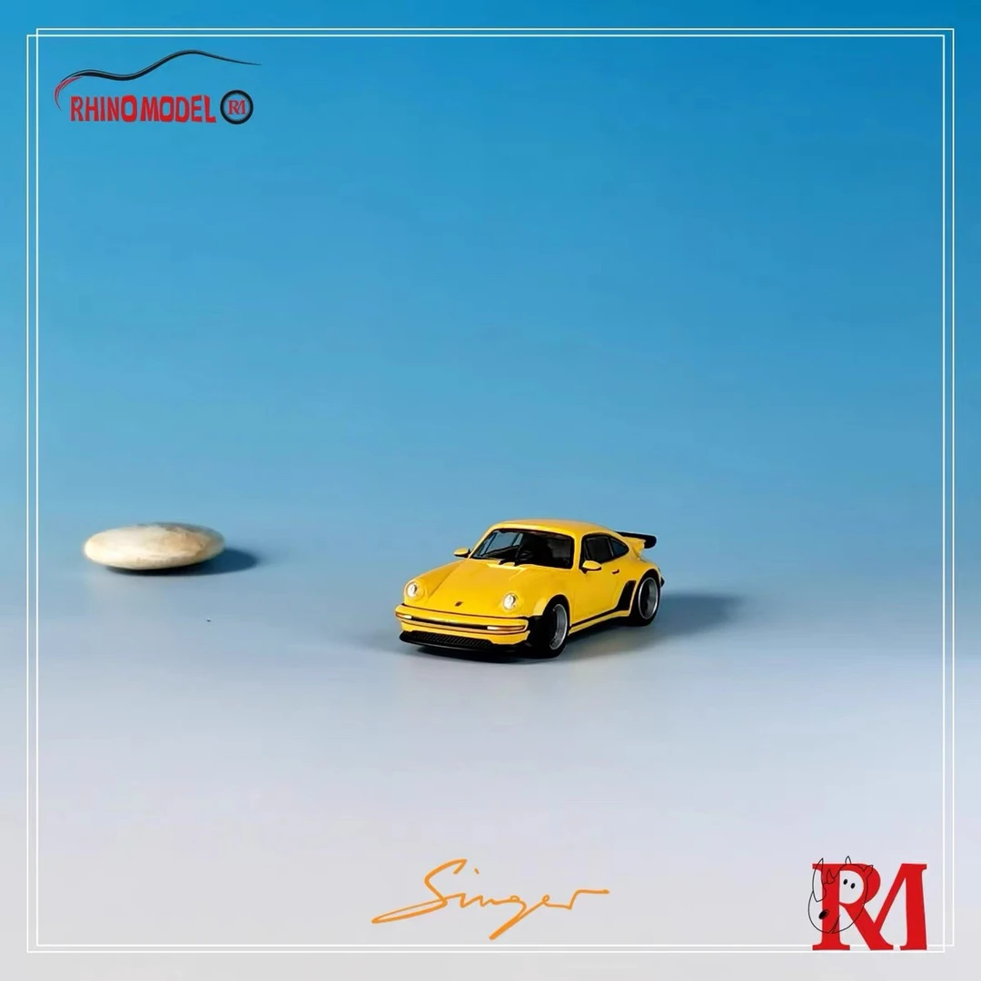 RM犀牛 1:64 保时 捷黄色930 Singer Turbo Study 合金汽车模型