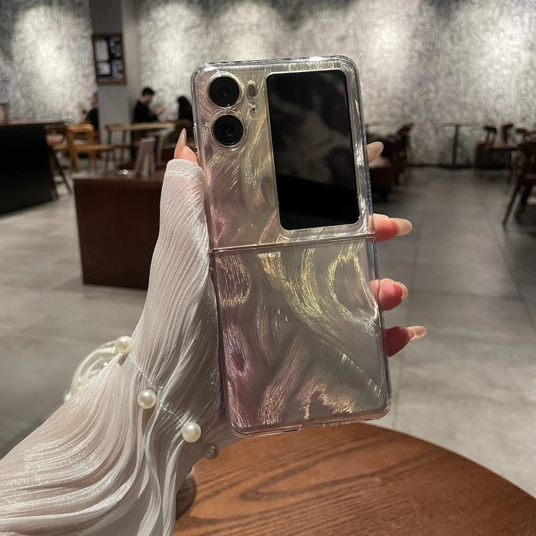 适用OPPOFindN2Flip手机壳折叠屏羽纱渐变IMD壳n2flip防摔保护壳