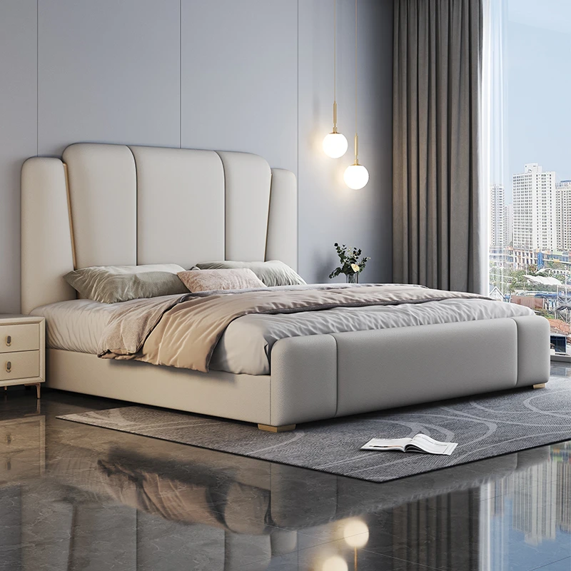 2024新款轻奢真皮床现代简约主卧高端大气双人床意式软包储物婚床