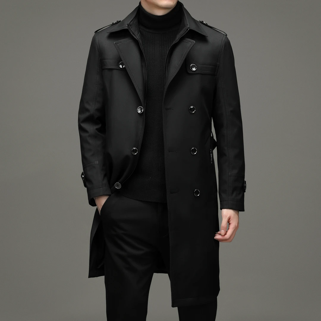 内胆可拆卸长款风衣男加厚保暖一衣多穿男士活里活面商务休闲外套