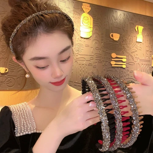 【只做品质】复古丝绒网红闪钻碎发发箍带齿防滑宽边洗脸头箍超仙气
