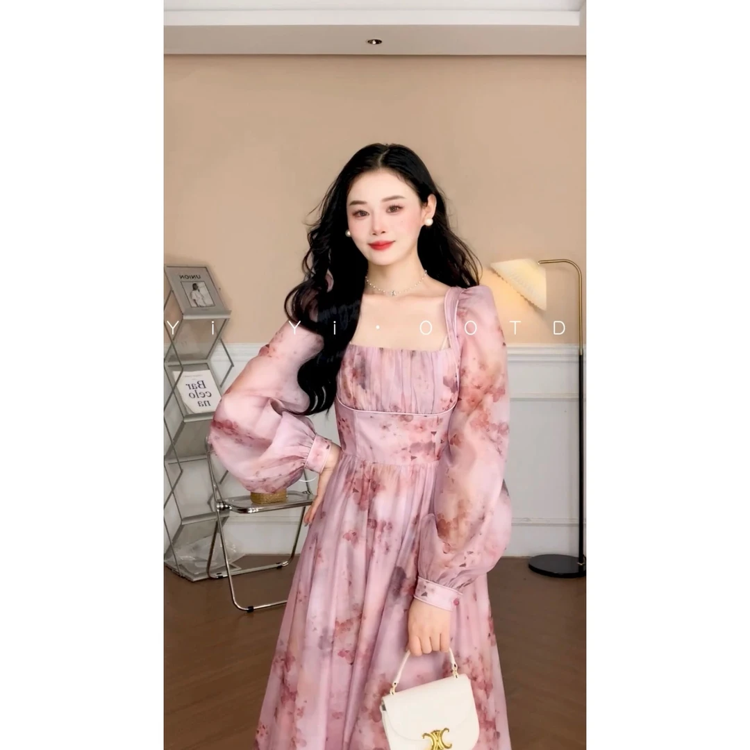 Lvyiyi丨‘海棠未眠’ 法式气质茶歇裙小众碎花连衣裙ZL37171