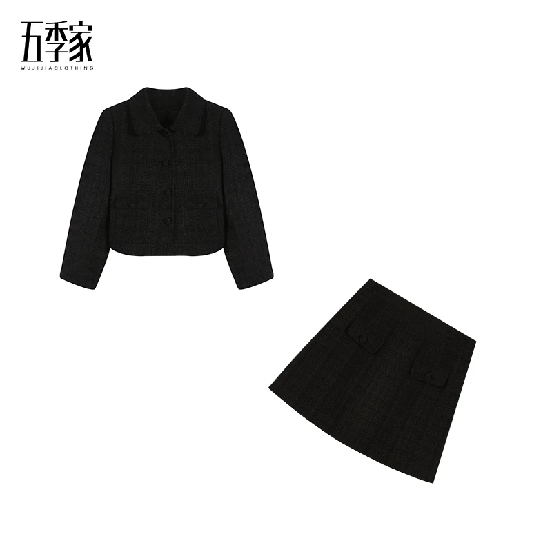 橘子黑色/红色上衣+短半裙两件套五季家ZL39133