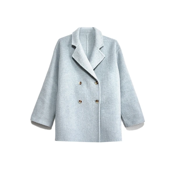 【萌小乖】2025新款双面呢大衣女装短款宽松版型小个子百搭显瘦8418