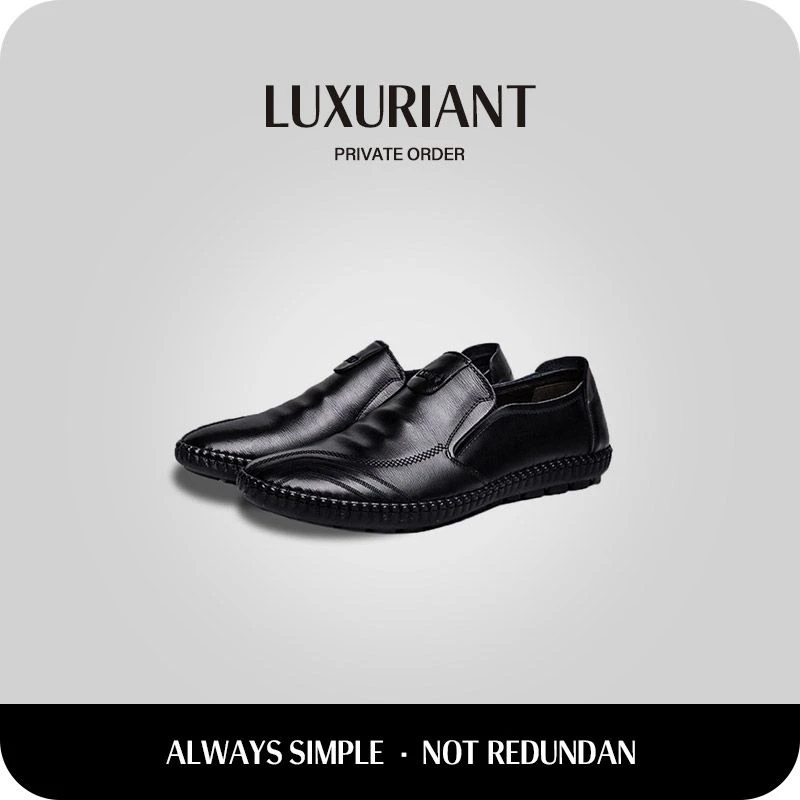 【远华国际专属】新款男士休闲皮鞋韩版休闲一脚蹬爸爸鞋黑色工作鞋