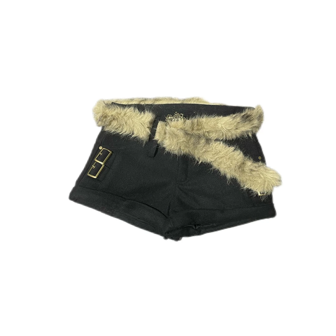 【市市推荐】古早千禧辣妹甜美冬季毛毛短裤