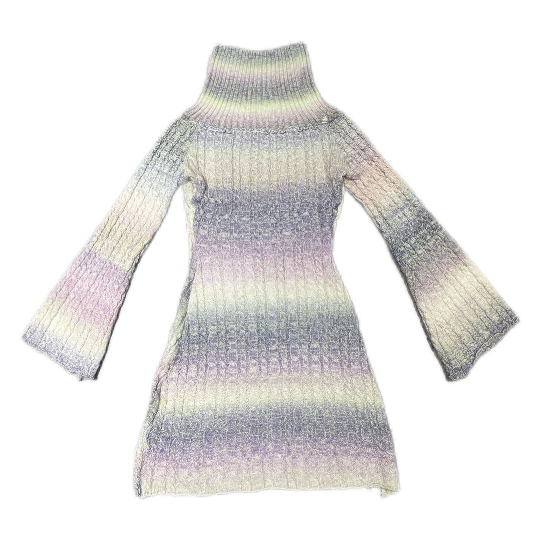 【市市推荐】古早千禧辣妹甜美秋冬季一字领长袖连衣裙