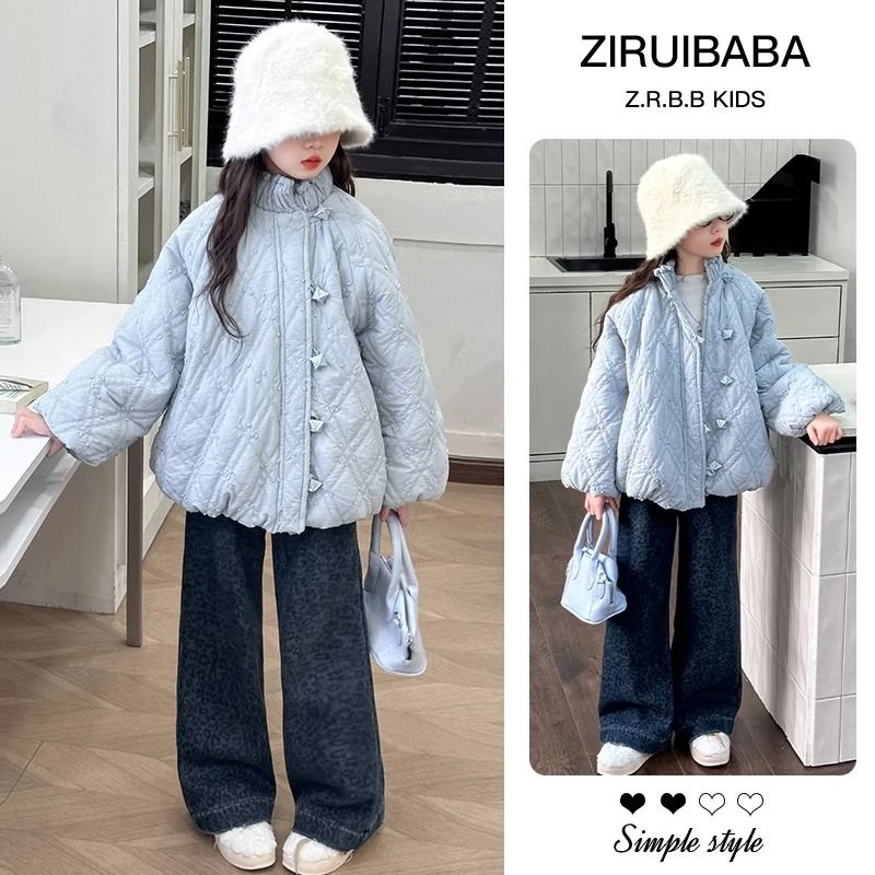 花苞棉服女童外套秋冬款2024新款儿童冬装棉袄韩系女孩加厚棉衣服